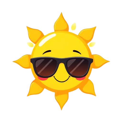 Smiling sun with sunglasses